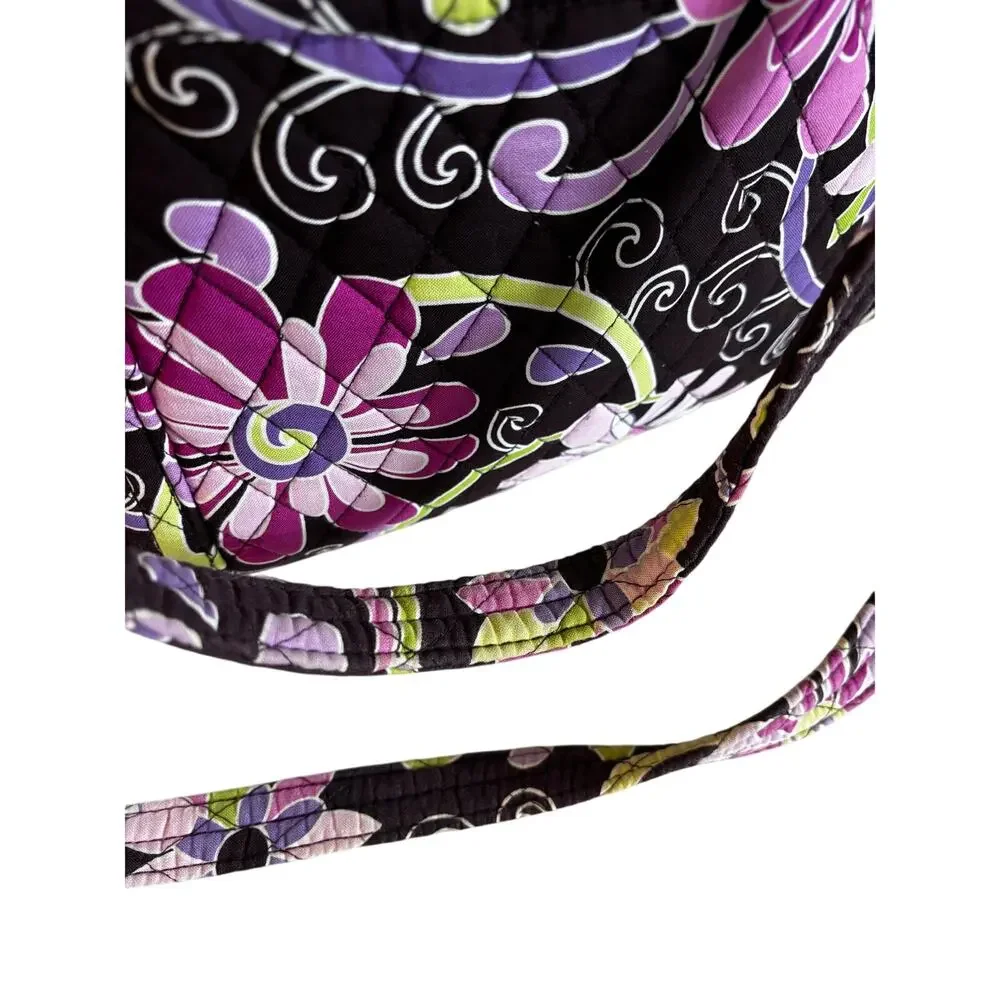 Vera Bradley quilted duffel bag green purple floral two handles weekender tote
